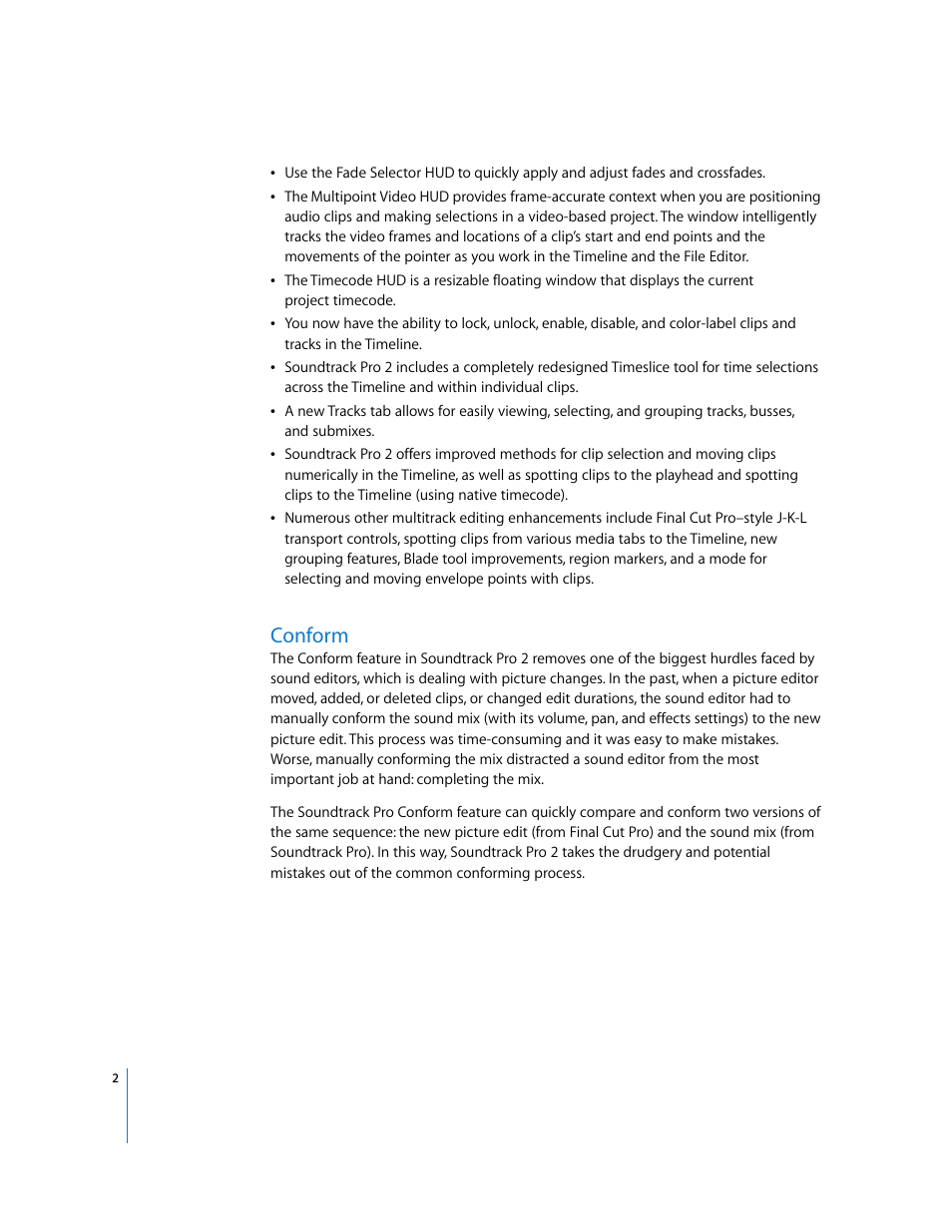 Conform | Apple Soundtrack Pro 2 New Features User Manual | Page 2 / 5