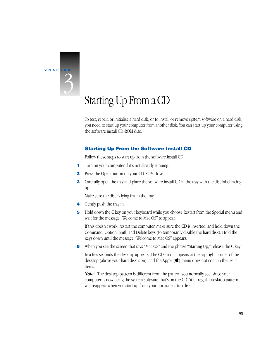 Starting up from a cd | Apple iMac G3 (Original) User Manual | Page 45 / 72