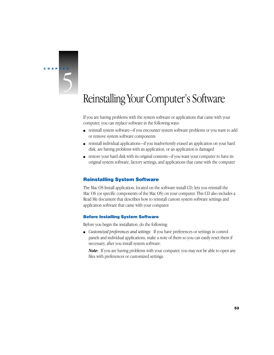 Reinstalling your computer’s software | Apple iMac G3 (Original) User Manual | Page 53 / 72