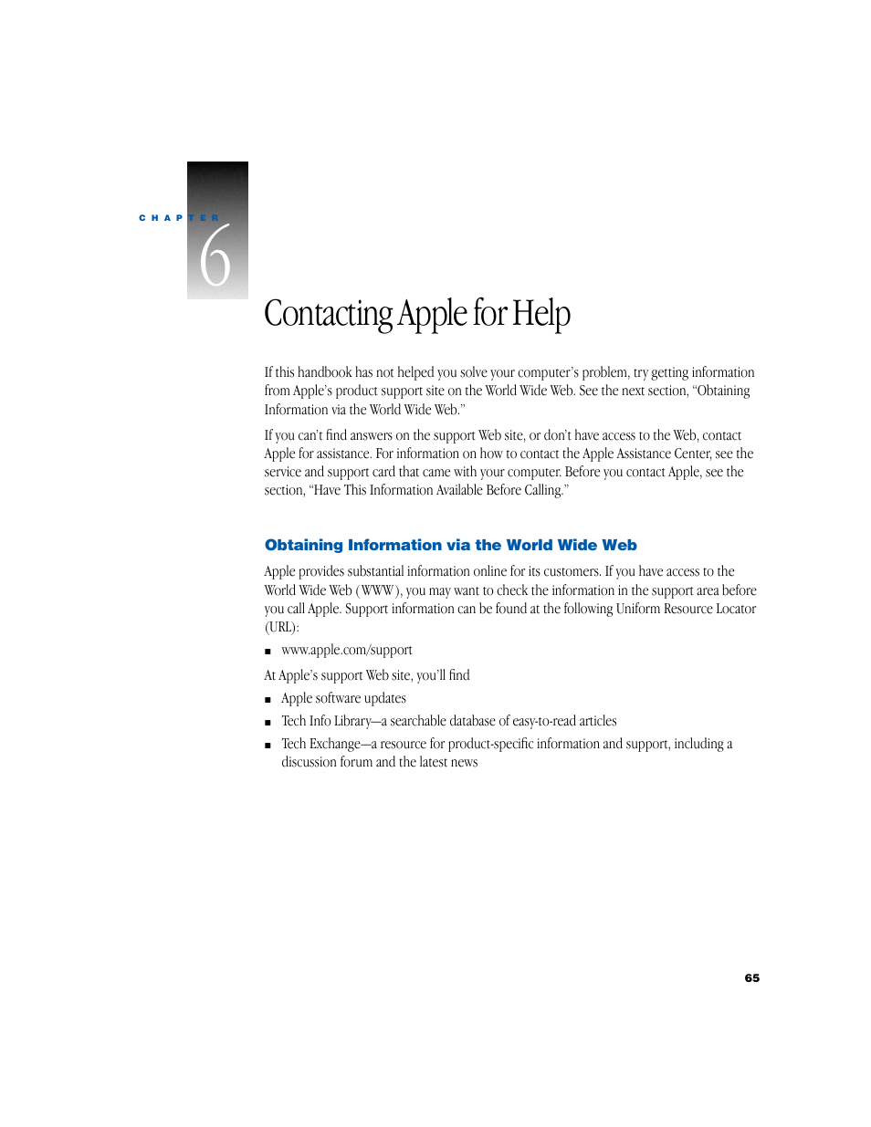 Contacting apple for help | Apple iMac G3 (Original) User Manual | Page 65 / 72