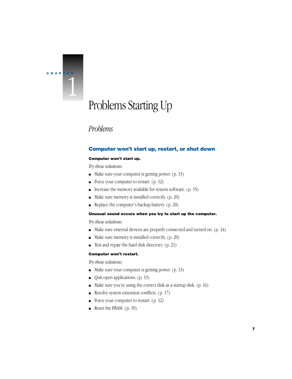 Problems starting up, Problems | Apple iMac G3 (Original) User Manual | Page 7 / 72