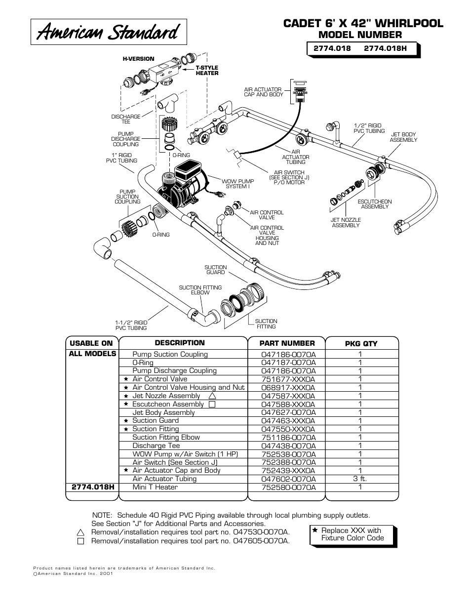 American Standard Cadet 6'x42 2774.018 User Manual | 1 page