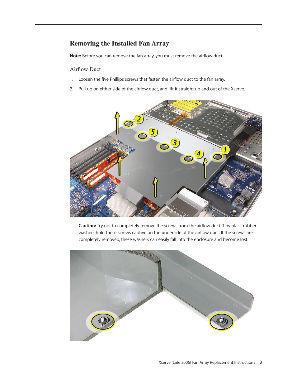 Removing the installed fan array | Apple Xserve Intel (Late 2006) DIY Procedure for Fan Array w/Foam User Manual | Page 3 / 7