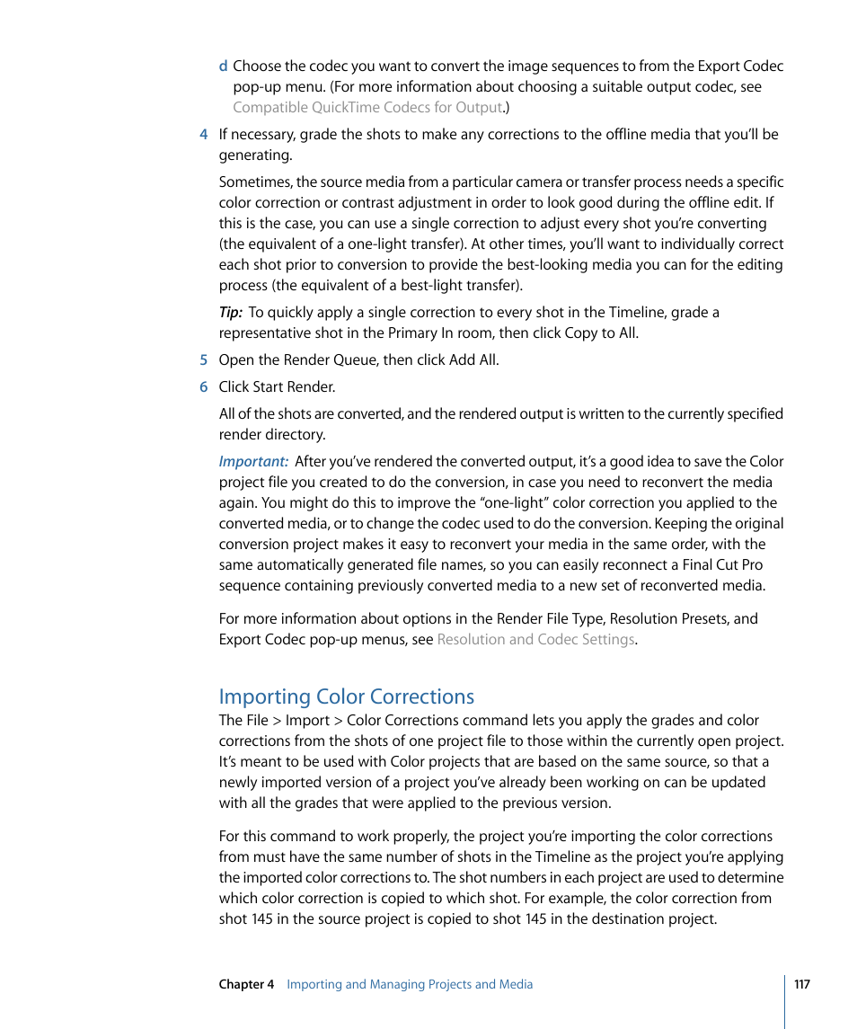 Importing color corrections | Apple Color 1.5 User Manual | Page 117 / 434