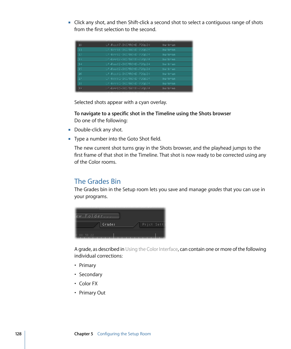 The grades bin | Apple Color 1.5 User Manual | Page 128 / 434