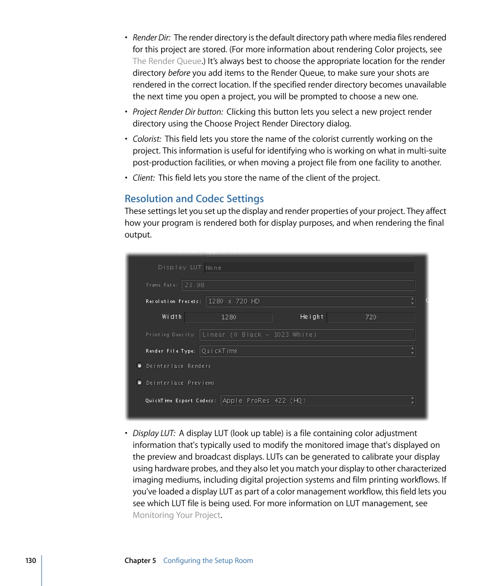 Resolution and codec settings | Apple Color 1.5 User Manual | Page 130 / 434