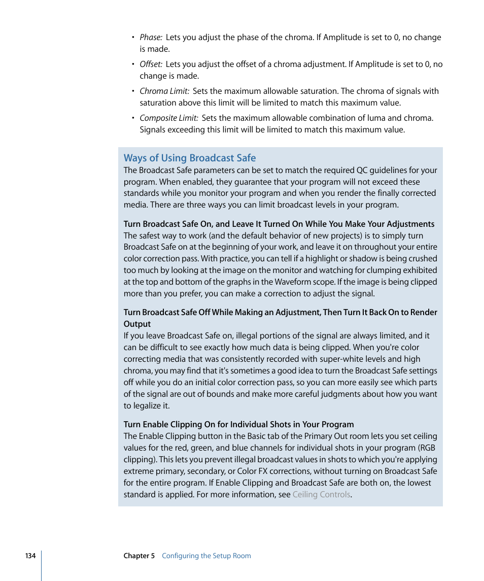 Ways of using broadcast safe | Apple Color 1.5 User Manual | Page 134 / 434