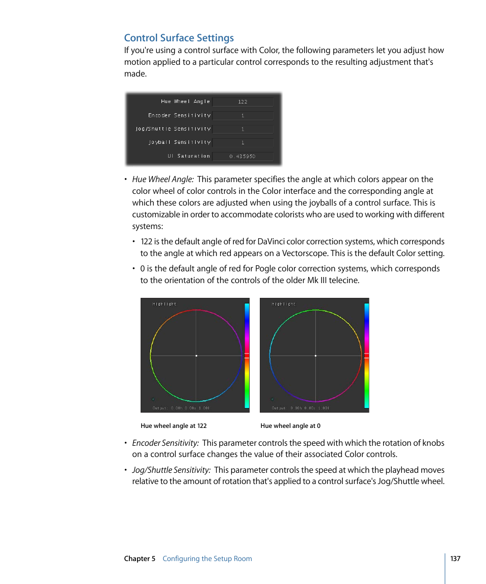 Control surface settings | Apple Color 1.5 User Manual | Page 137 / 434