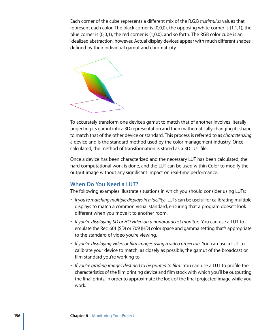 When do you need a lut | Apple Color 1.5 User Manual | Page 156 / 434