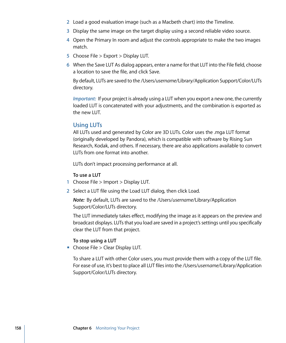 Using luts | Apple Color 1.5 User Manual | Page 158 / 434