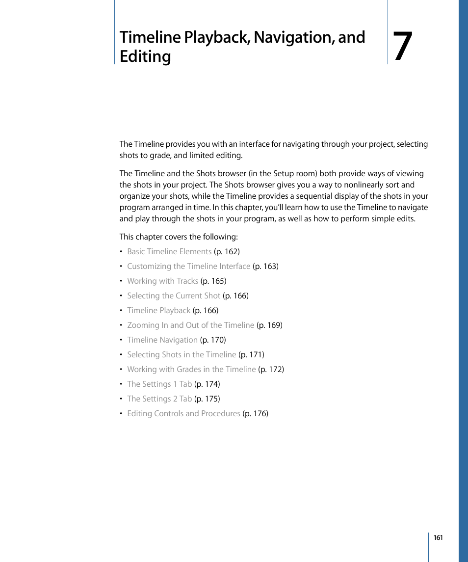 Timeline playback, navigation, and editing | Apple Color 1.5 User Manual | Page 161 / 434