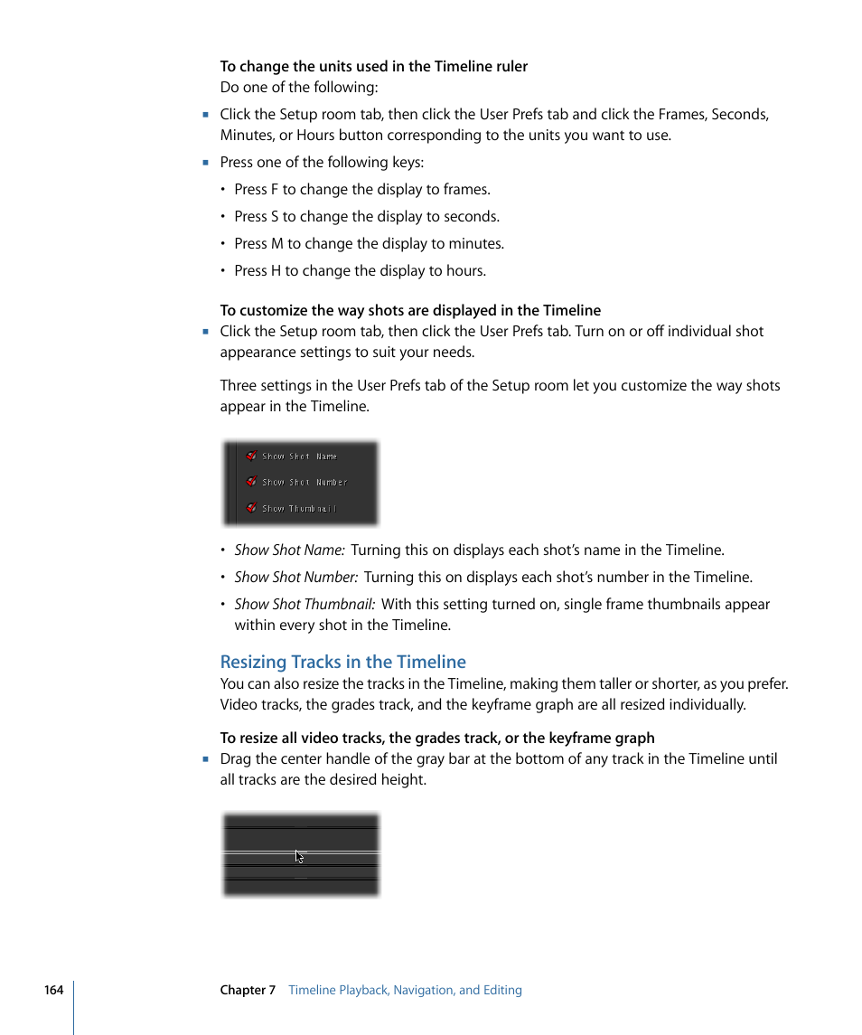 Resizing tracks in the timeline | Apple Color 1.5 User Manual | Page 164 / 434