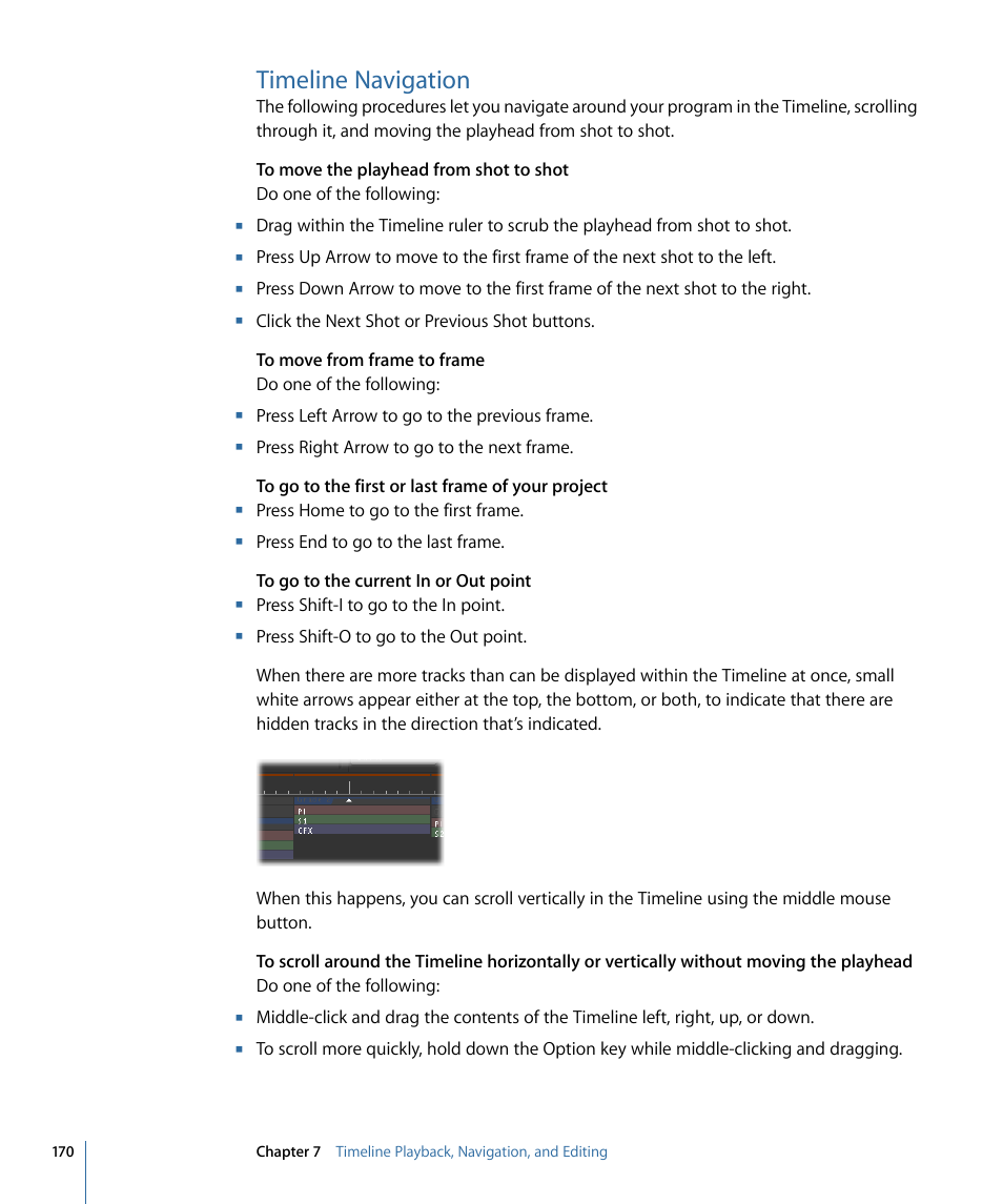 Timeline navigation | Apple Color 1.5 User Manual | Page 170 / 434
