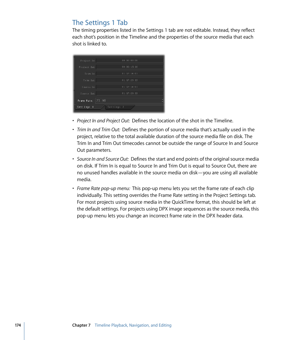 The settings 1 tab | Apple Color 1.5 User Manual | Page 174 / 434