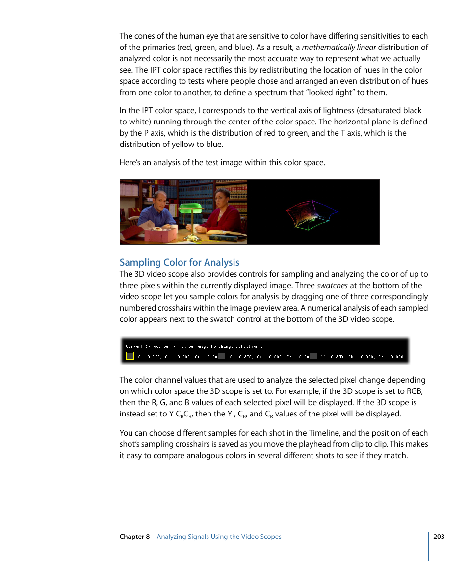 Sampling color for analysis | Apple Color 1.5 User Manual | Page 203 / 434