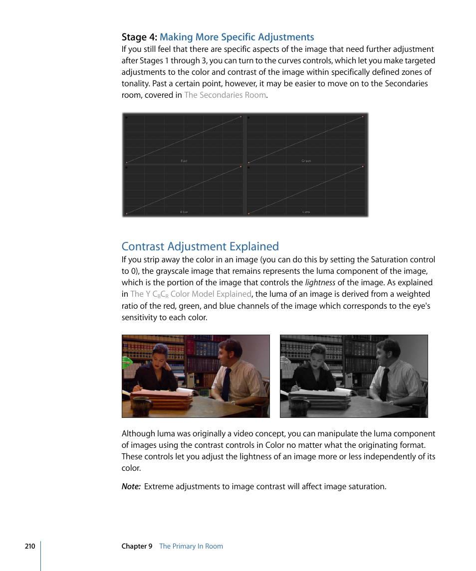 Stage 4: making more specific adjustments, Contrast adjustment explained | Apple Color 1.5 User Manual | Page 210 / 434