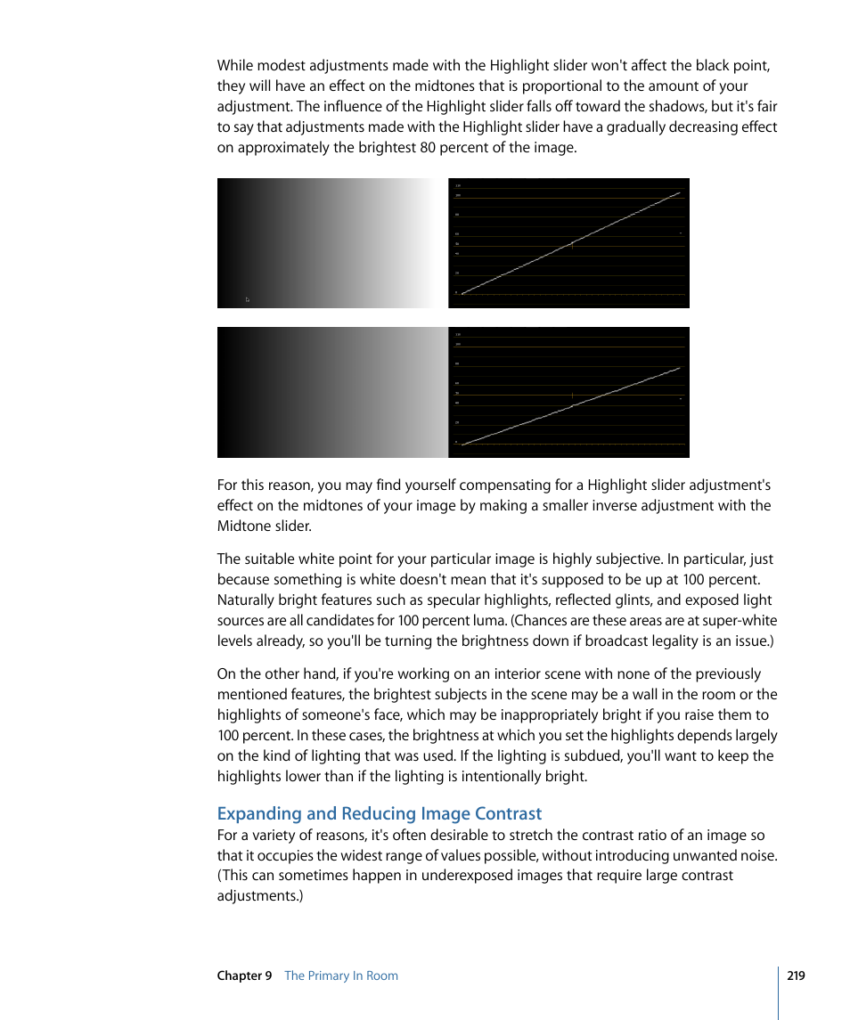 Expanding and reducing image contrast | Apple Color 1.5 User Manual | Page 219 / 434