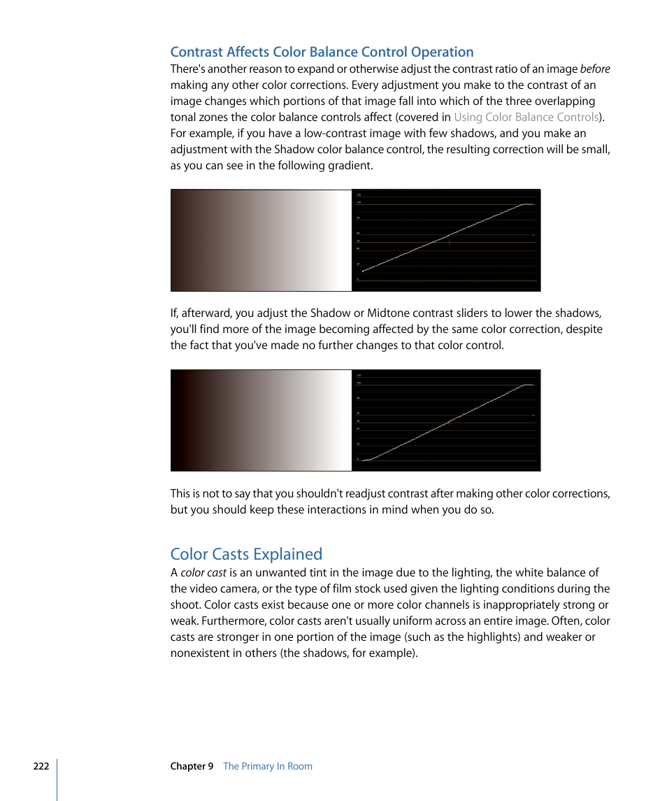 Contrast affects color balance control operation, Color casts explained | Apple Color 1.5 User Manual | Page 222 / 434