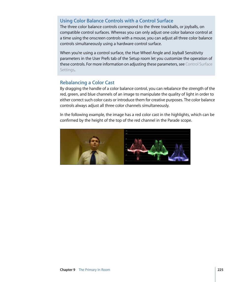 Rebalancing a color cast | Apple Color 1.5 User Manual | Page 225 / 434