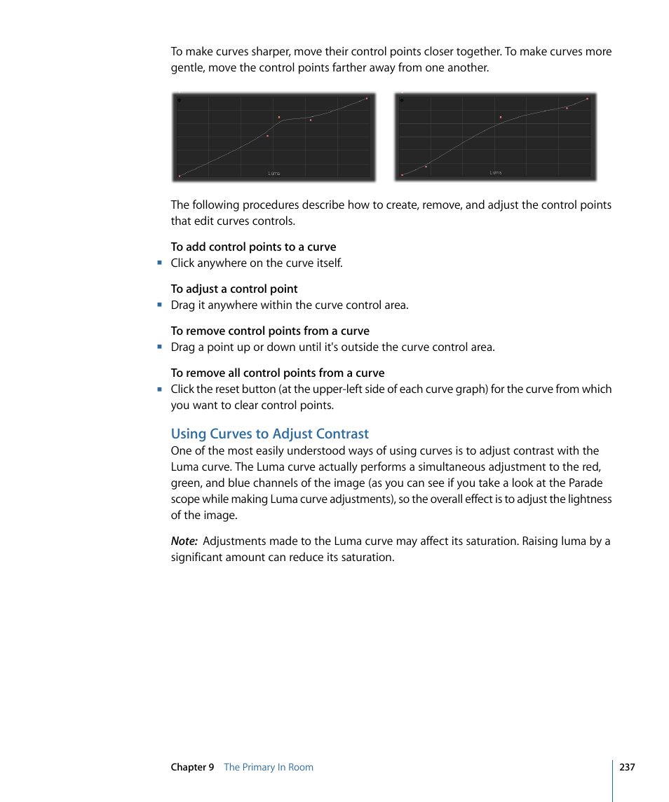 Using curves to adjust contrast | Apple Color 1.5 User Manual | Page 237 / 434