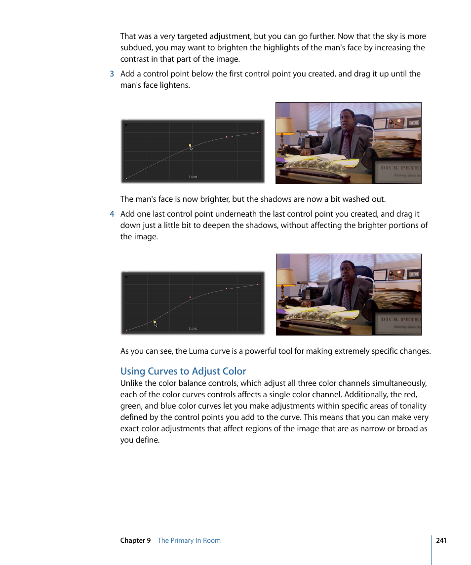 Using curves to adjust color | Apple Color 1.5 User Manual | Page 241 / 434