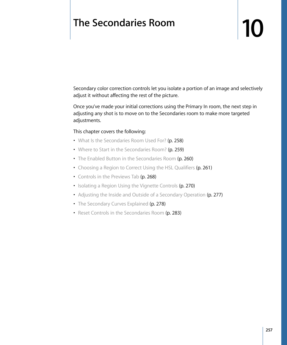 The secondaries room, The secondaries, Room | Apple Color 1.5 User Manual | Page 257 / 434
