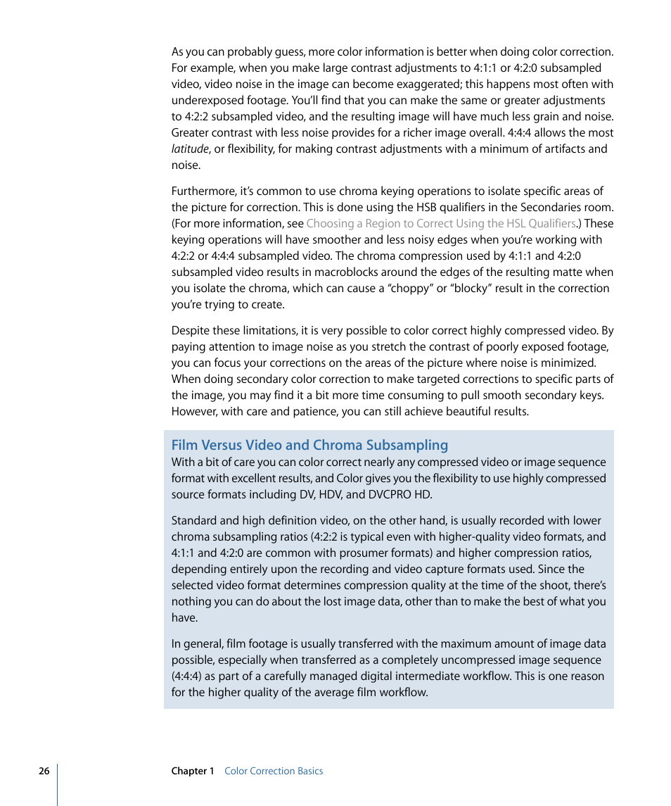 Film versus video and chroma subsampling | Apple Color 1.5 User Manual | Page 26 / 434