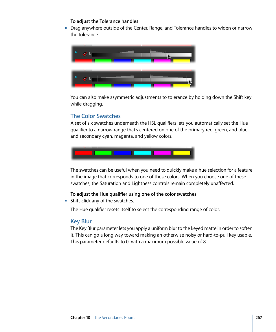 The color swatches, Key blur | Apple Color 1.5 User Manual | Page 267 / 434