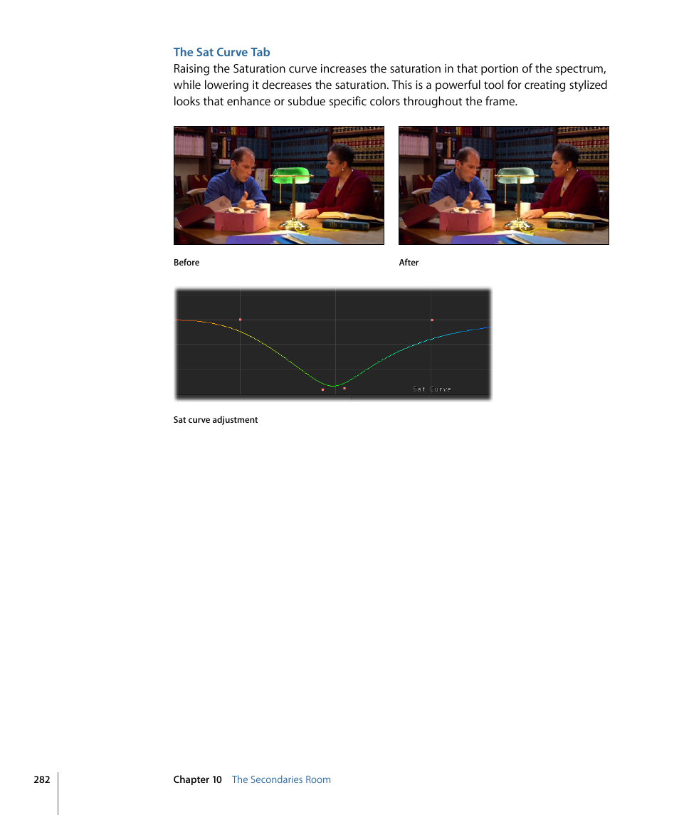 The sat curve tab | Apple Color 1.5 User Manual | Page 282 / 434