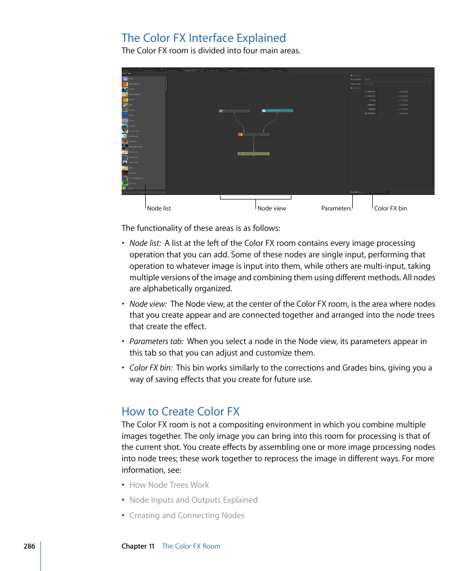 The color fx interface explained, How to create color fx | Apple Color 1.5 User Manual | Page 286 / 434