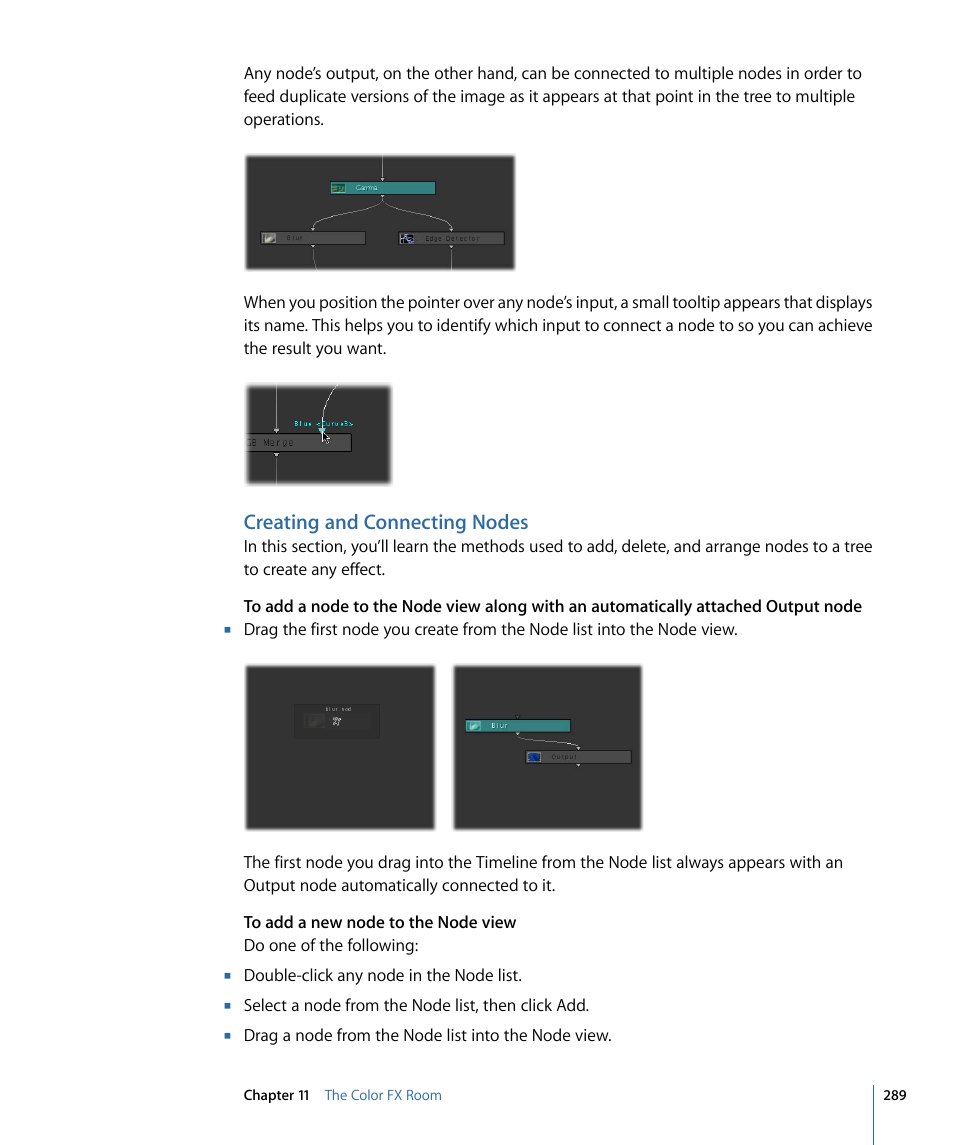 Creating and connecting nodes | Apple Color 1.5 User Manual | Page 289 / 434