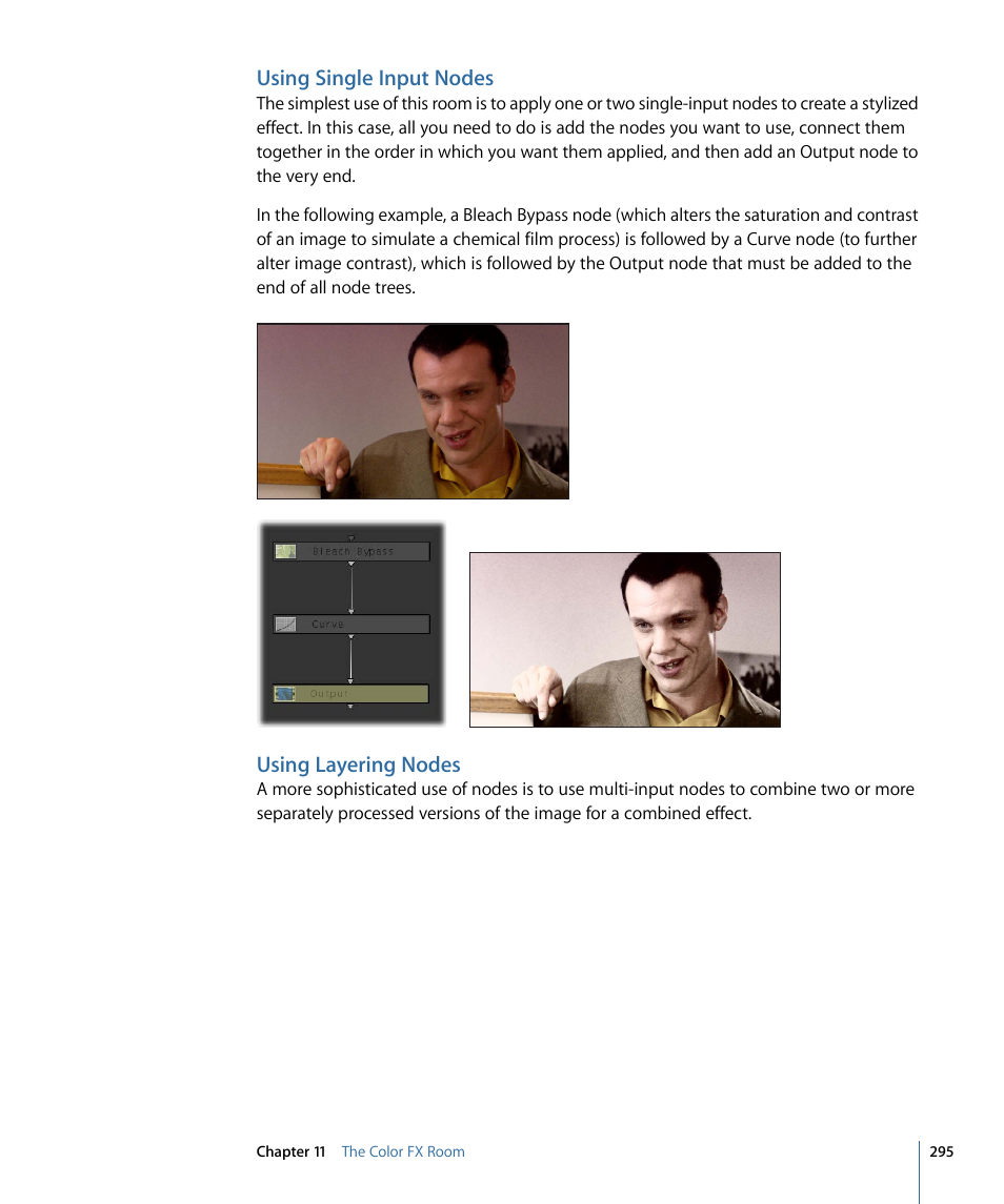 Using single input nodes, Using layering nodes | Apple Color 1.5 User Manual | Page 295 / 434