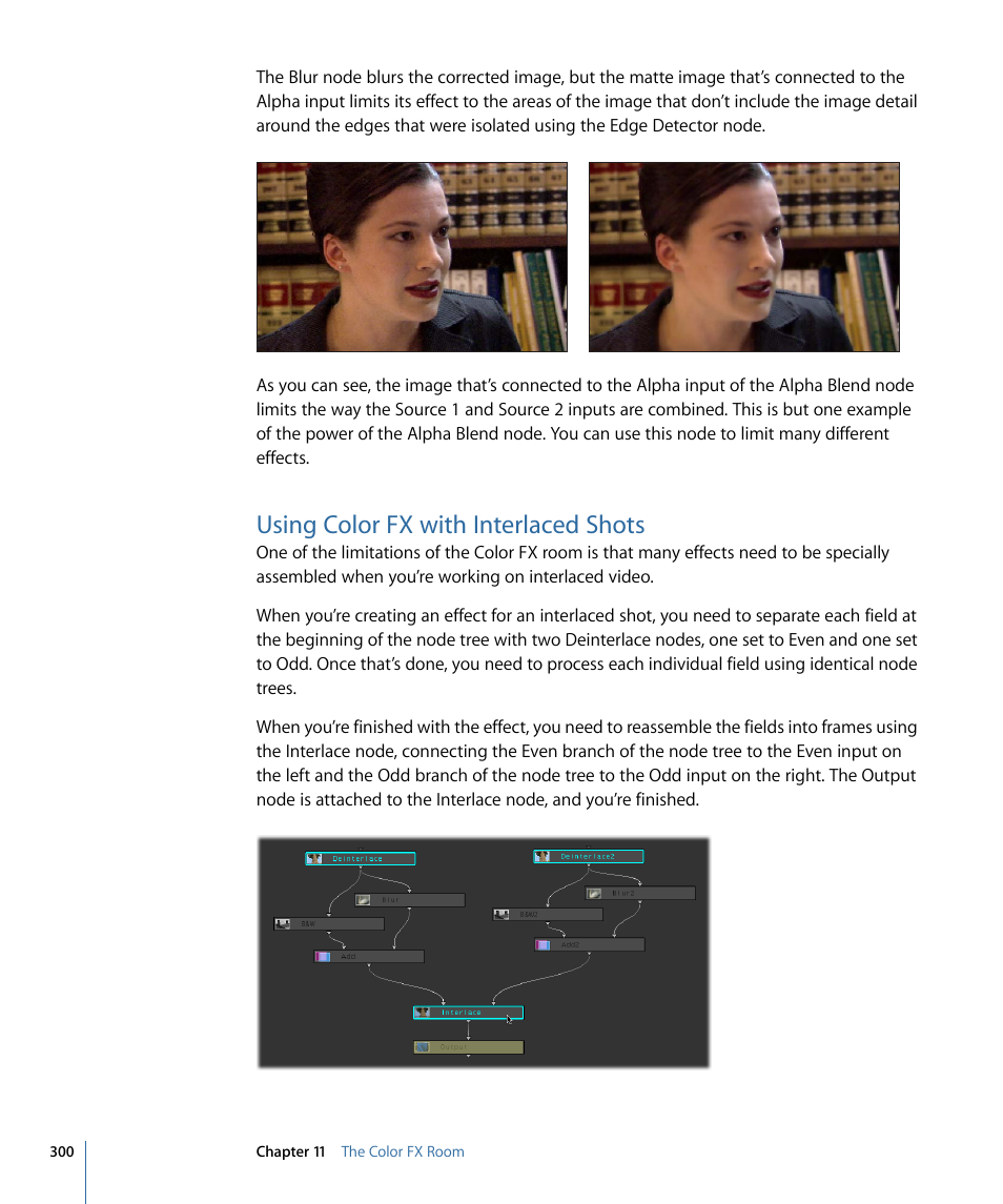 Using color fx with interlaced shots | Apple Color 1.5 User Manual | Page 300 / 434