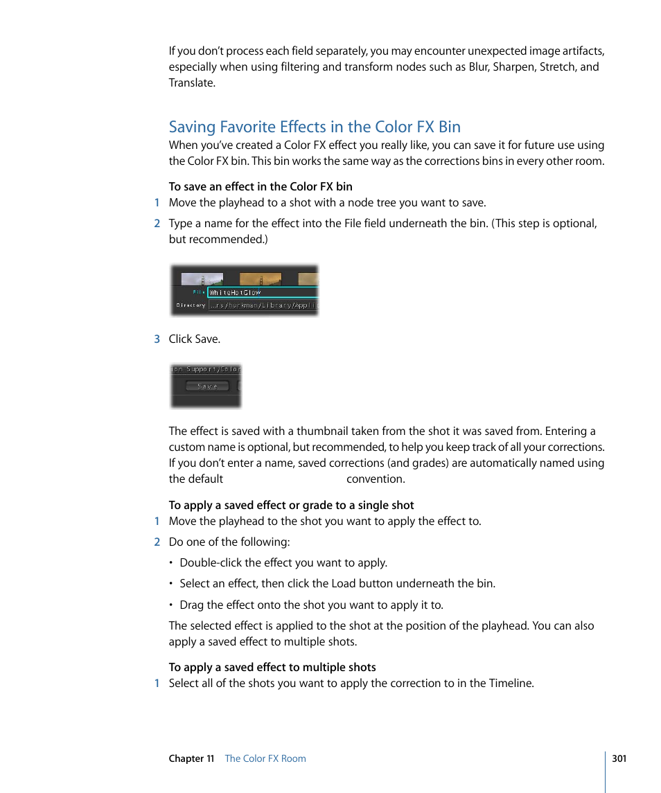 Saving favorite effects in the color fx bin | Apple Color 1.5 User Manual | Page 301 / 434