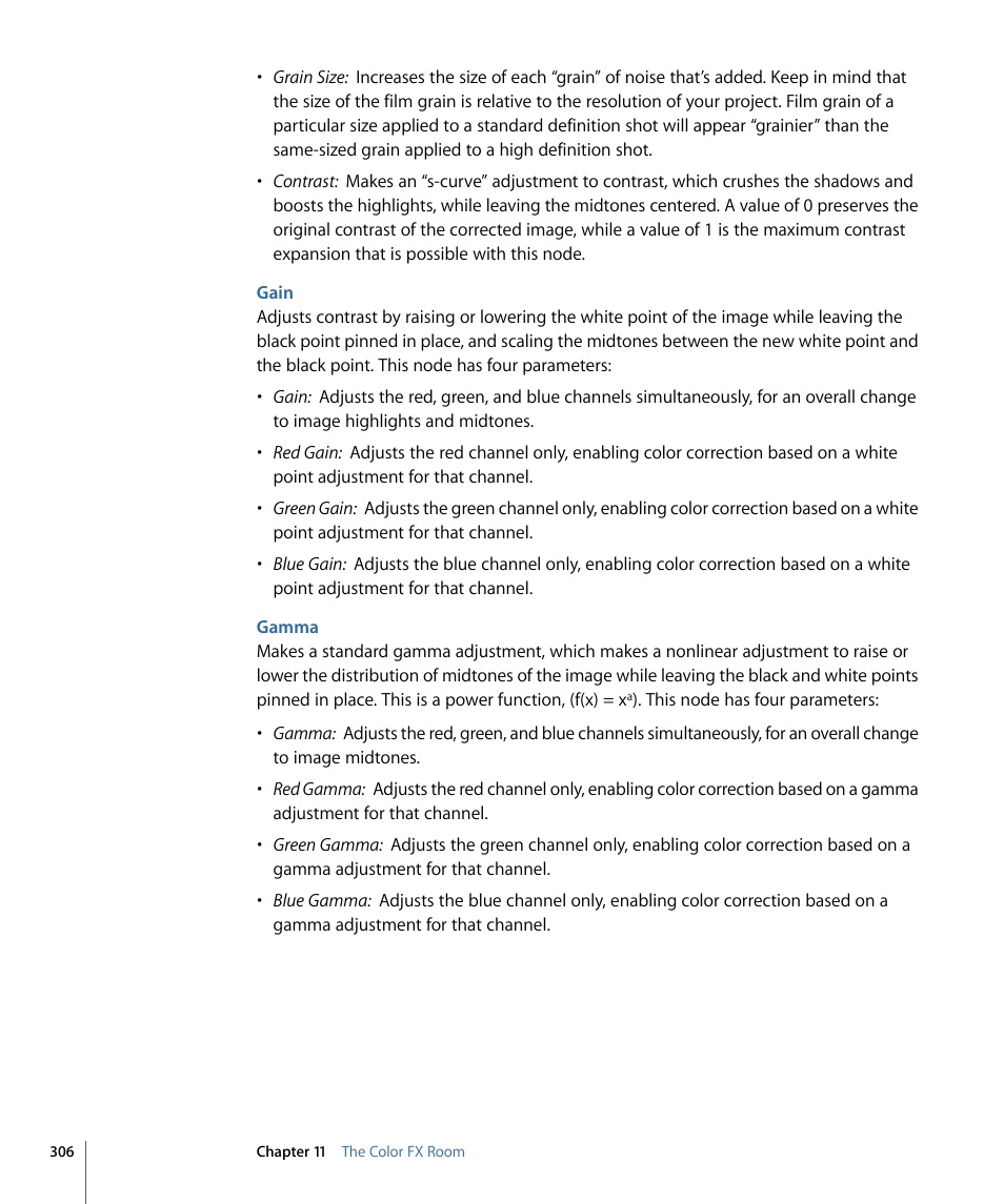 Gain, Gamma | Apple Color 1.5 User Manual | Page 306 / 434