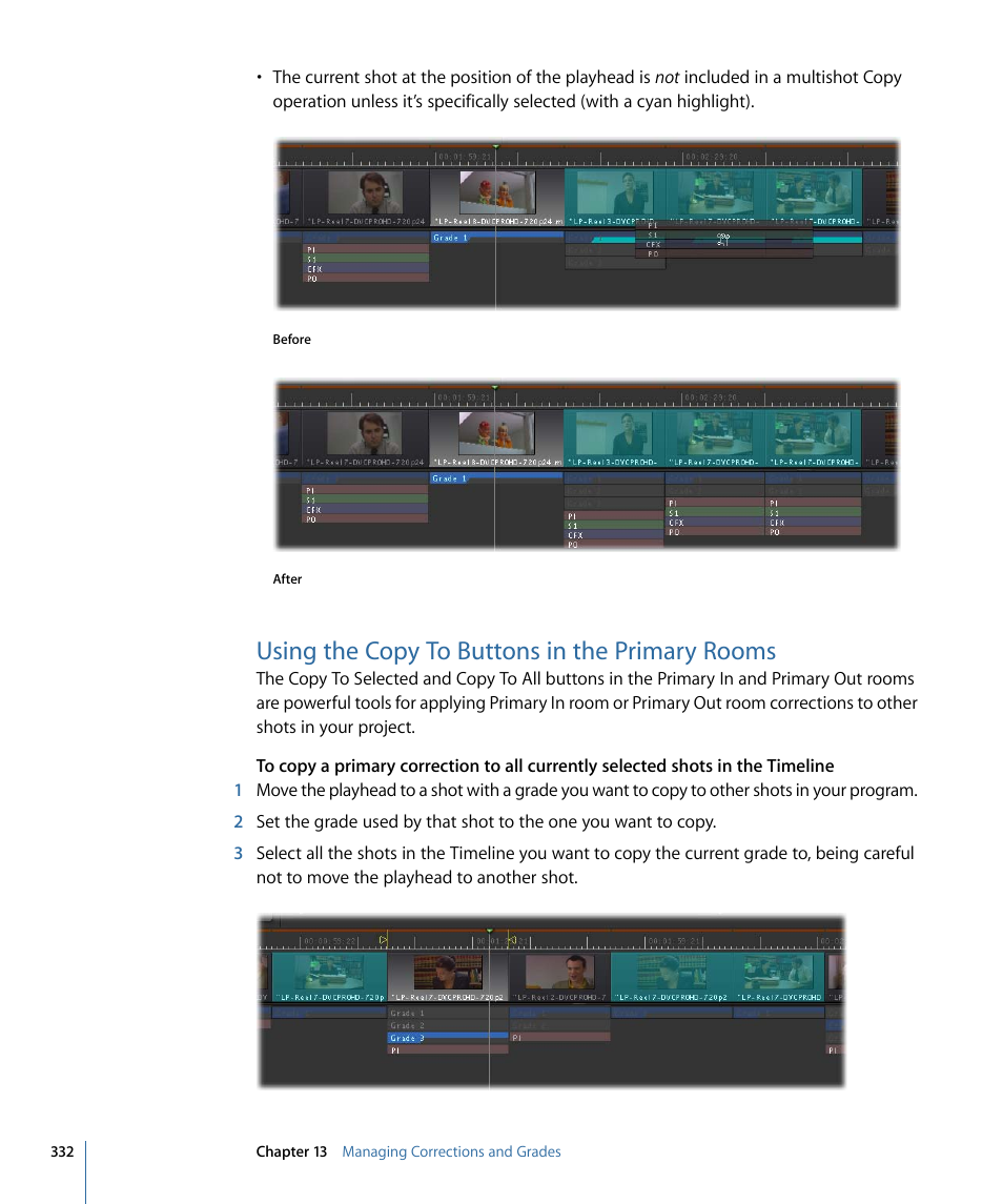 Using the copy to buttons in the primary rooms | Apple Color 1.5 User Manual | Page 332 / 434