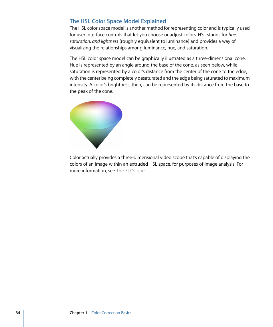 The hsl color space model explained | Apple Color 1.5 User Manual | Page 34 / 434