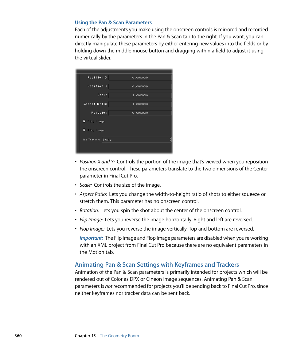 Using the pan & scan parameters | Apple Color 1.5 User Manual | Page 360 / 434