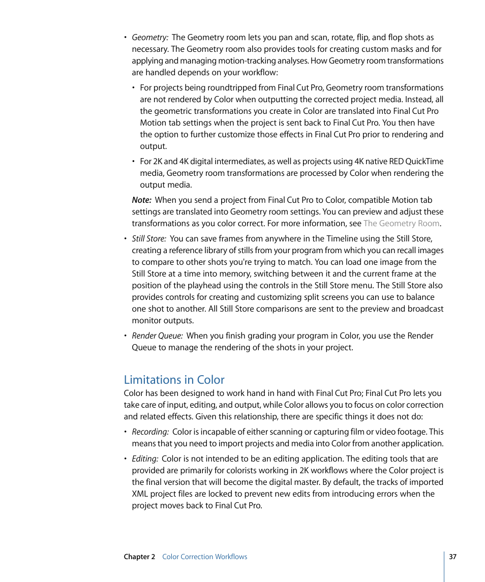 Limitations in color | Apple Color 1.5 User Manual | Page 37 / 434