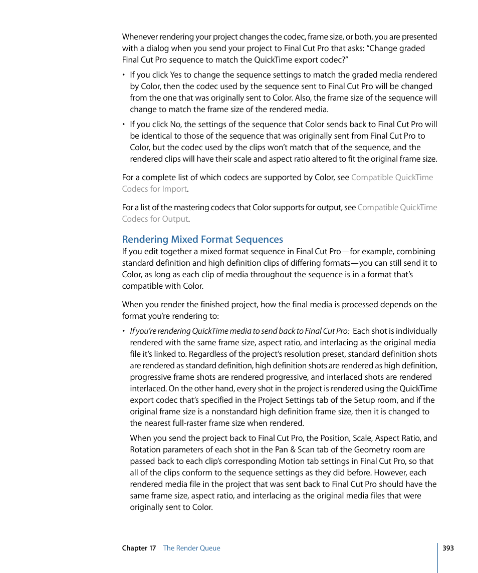 Rendering mixed format sequences | Apple Color 1.5 User Manual | Page 393 / 434