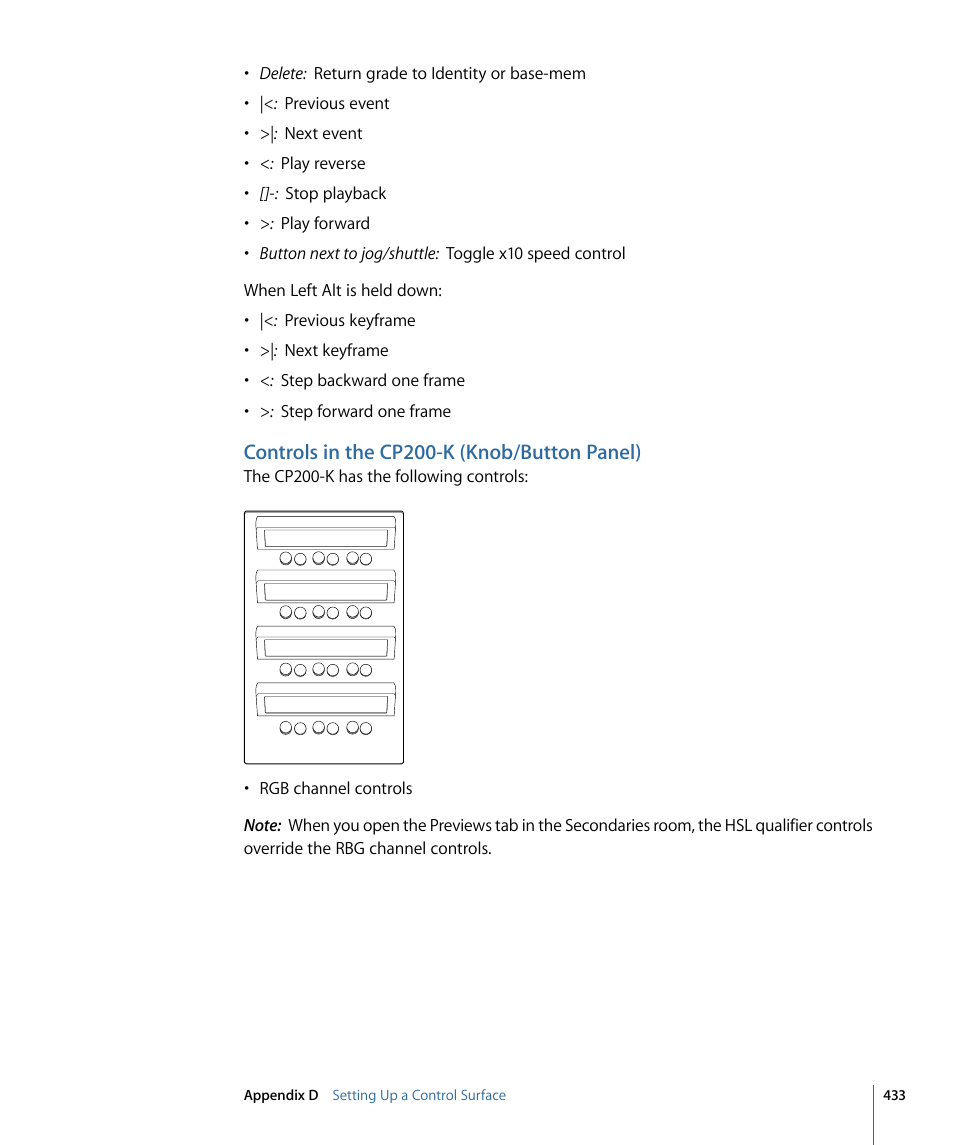 Controls in the cp200-k (knob/button panel) | Apple Color 1.5 User Manual | Page 433 / 434
