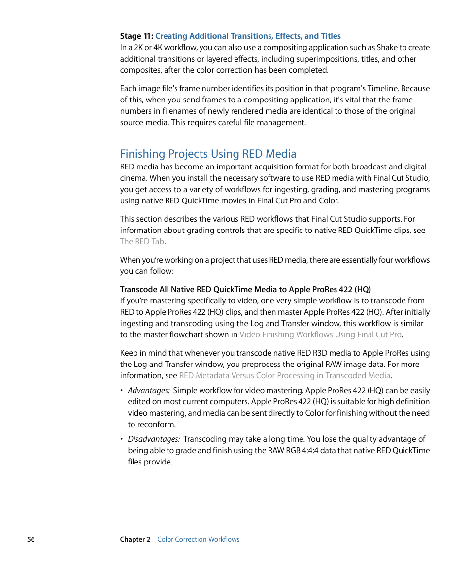 Finishing projects using red media | Apple Color 1.5 User Manual | Page 56 / 434