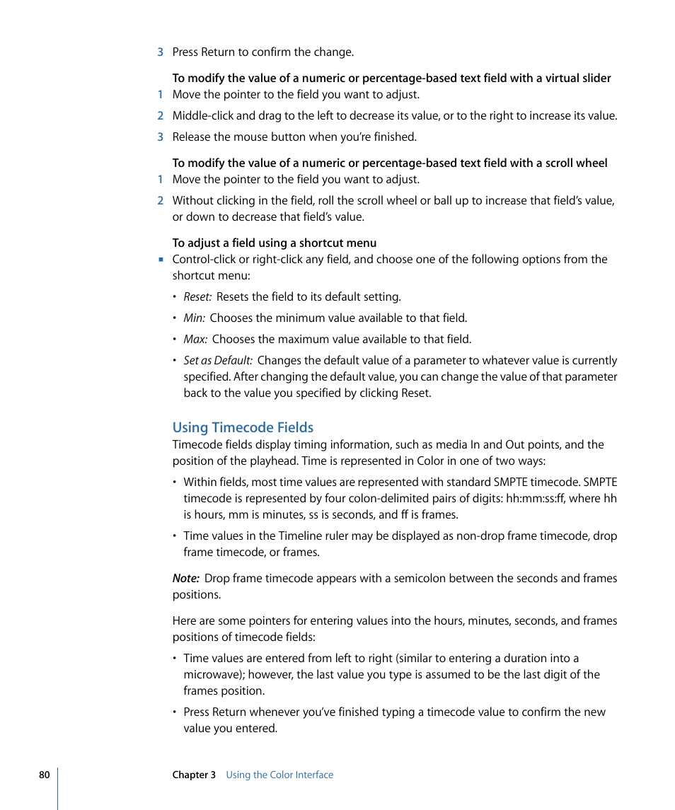 Using timecode fields | Apple Color 1.5 User Manual | Page 80 / 434