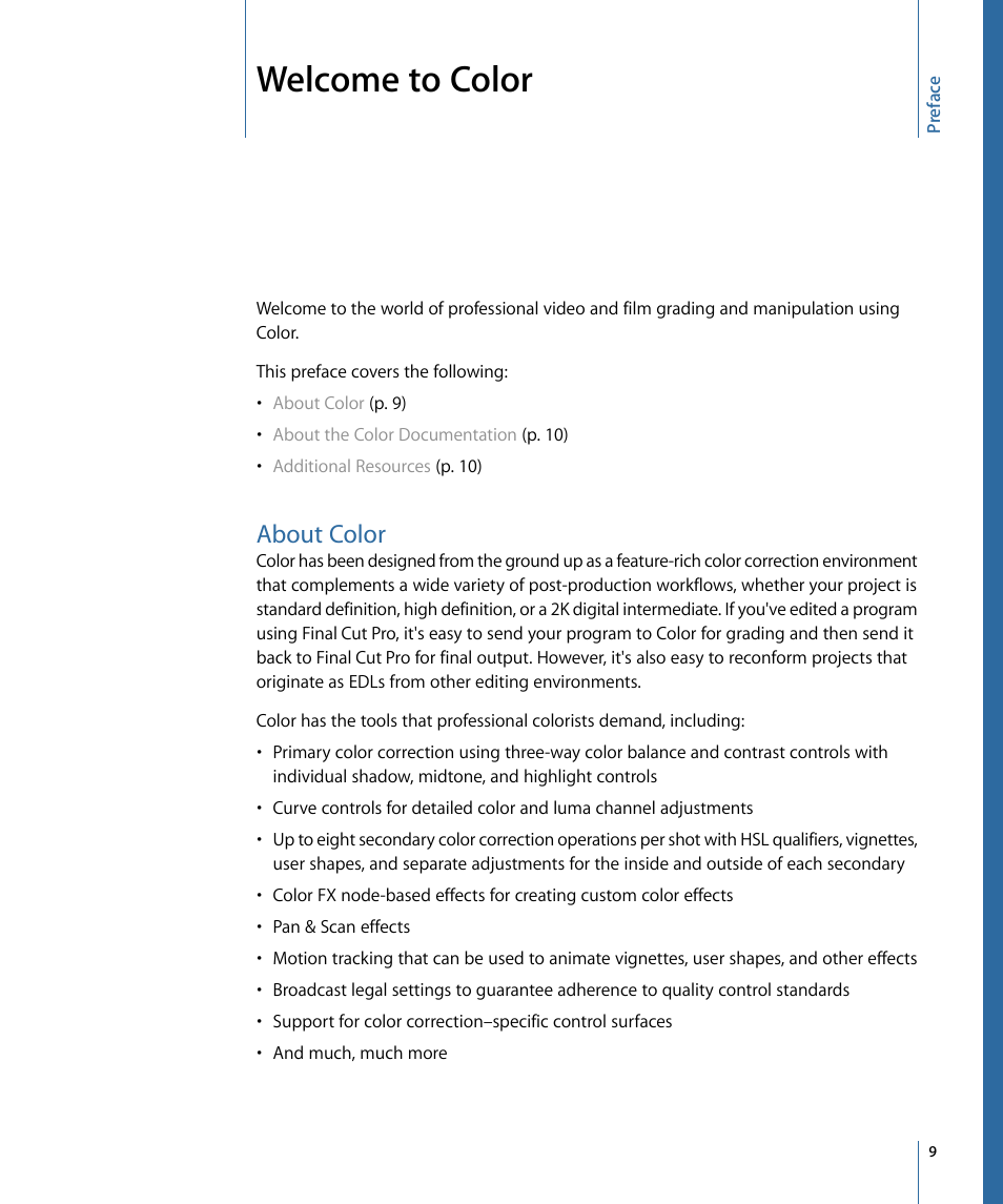 Welcome to color, About color | Apple Color 1.5 User Manual | Page 9 / 434