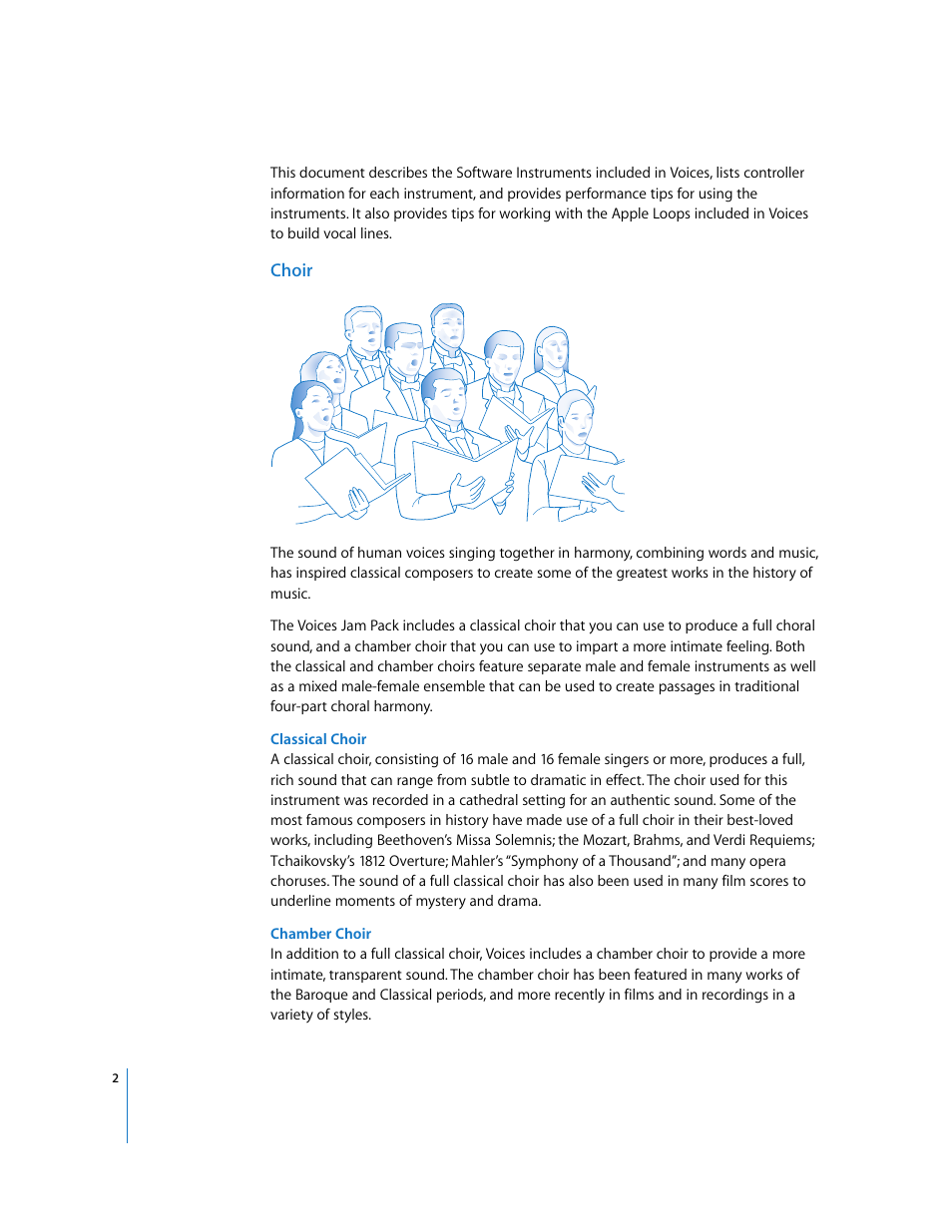 Choir | Apple GarageBand Jam Pack: Voices User Manual | Page 2 / 9
