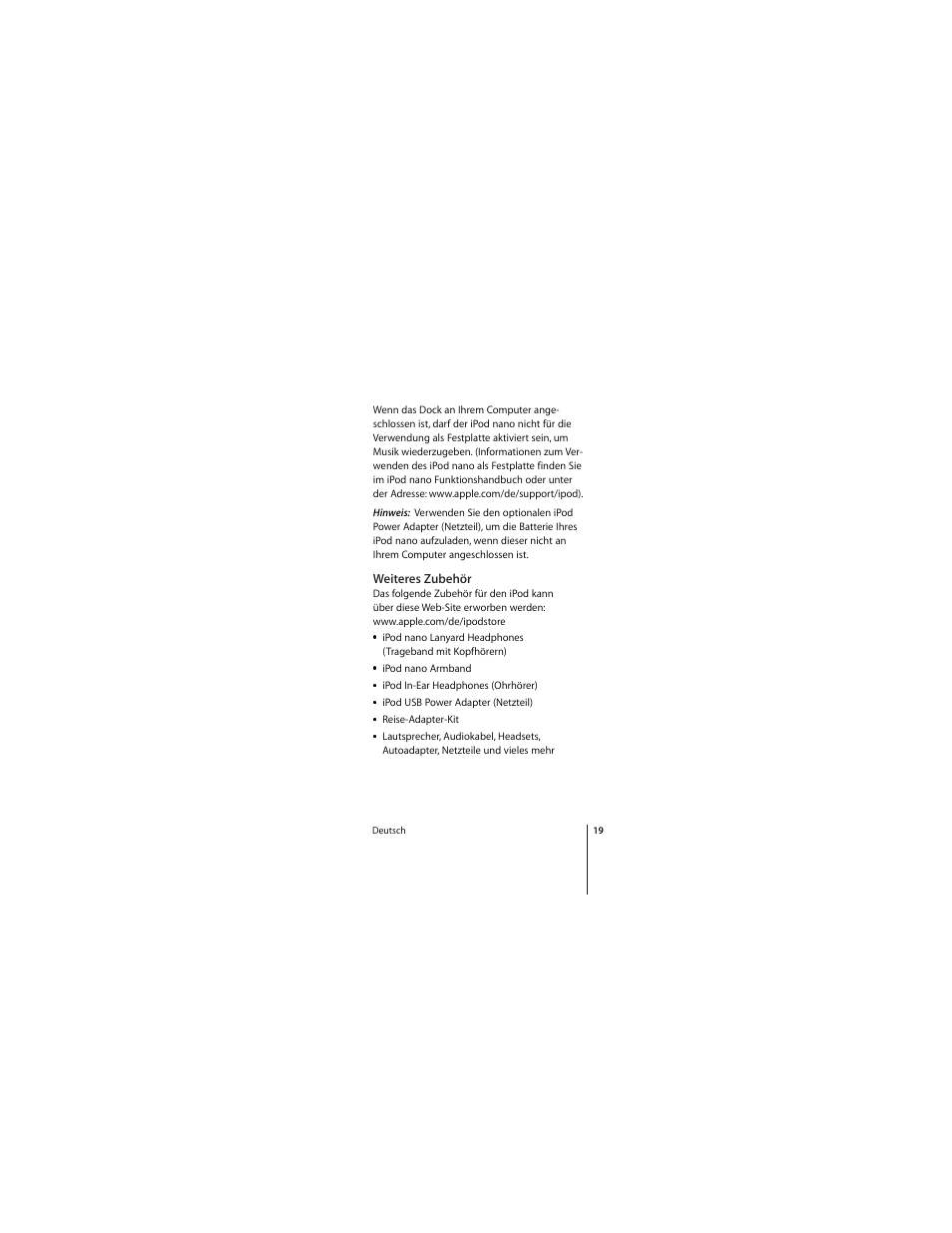 Apple iPod nano (2nd generation) Dock User Manual | Page 19 / 20