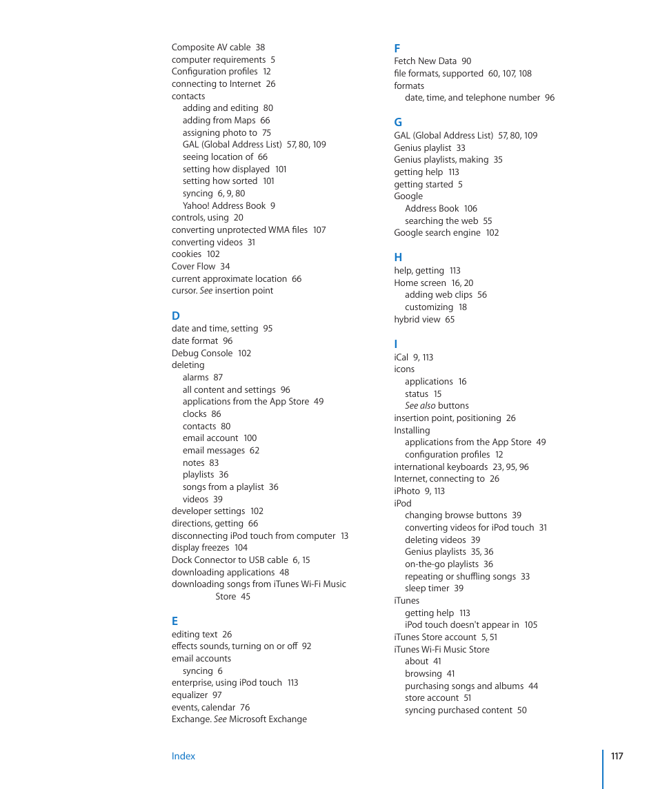 Apple iPod touch iOS 2.1 User Manual | Page 117 / 122