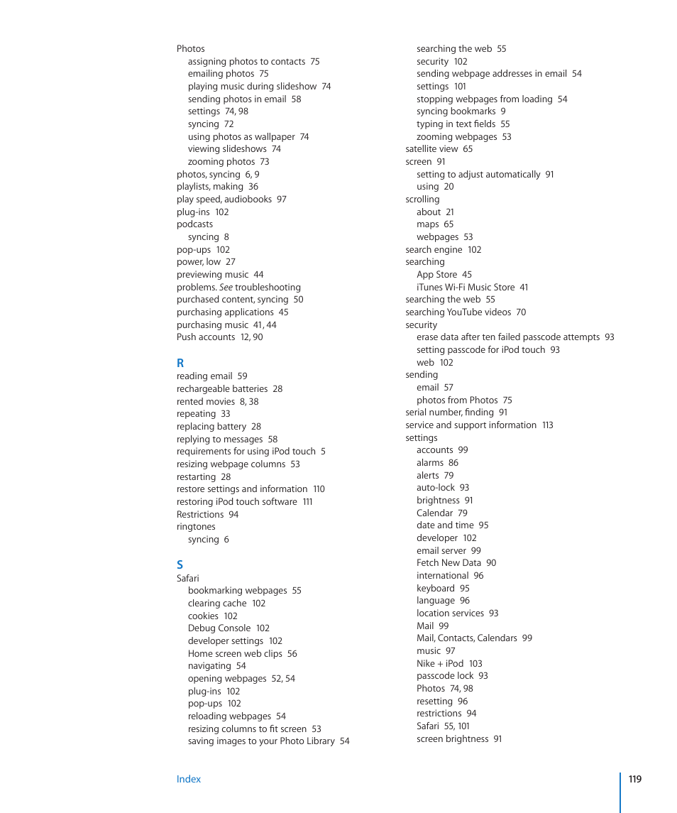 Apple iPod touch iOS 2.1 User Manual | Page 119 / 122