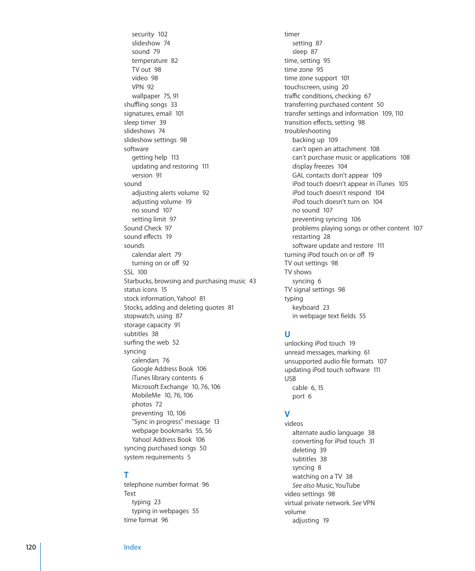 Apple iPod touch iOS 2.1 User Manual | Page 120 / 122