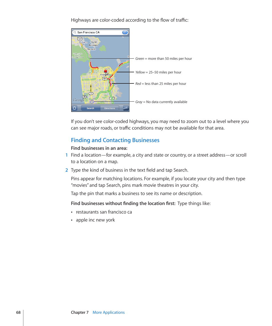 Finding and contacting businesses | Apple iPod touch iOS 2.1 User Manual | Page 68 / 122